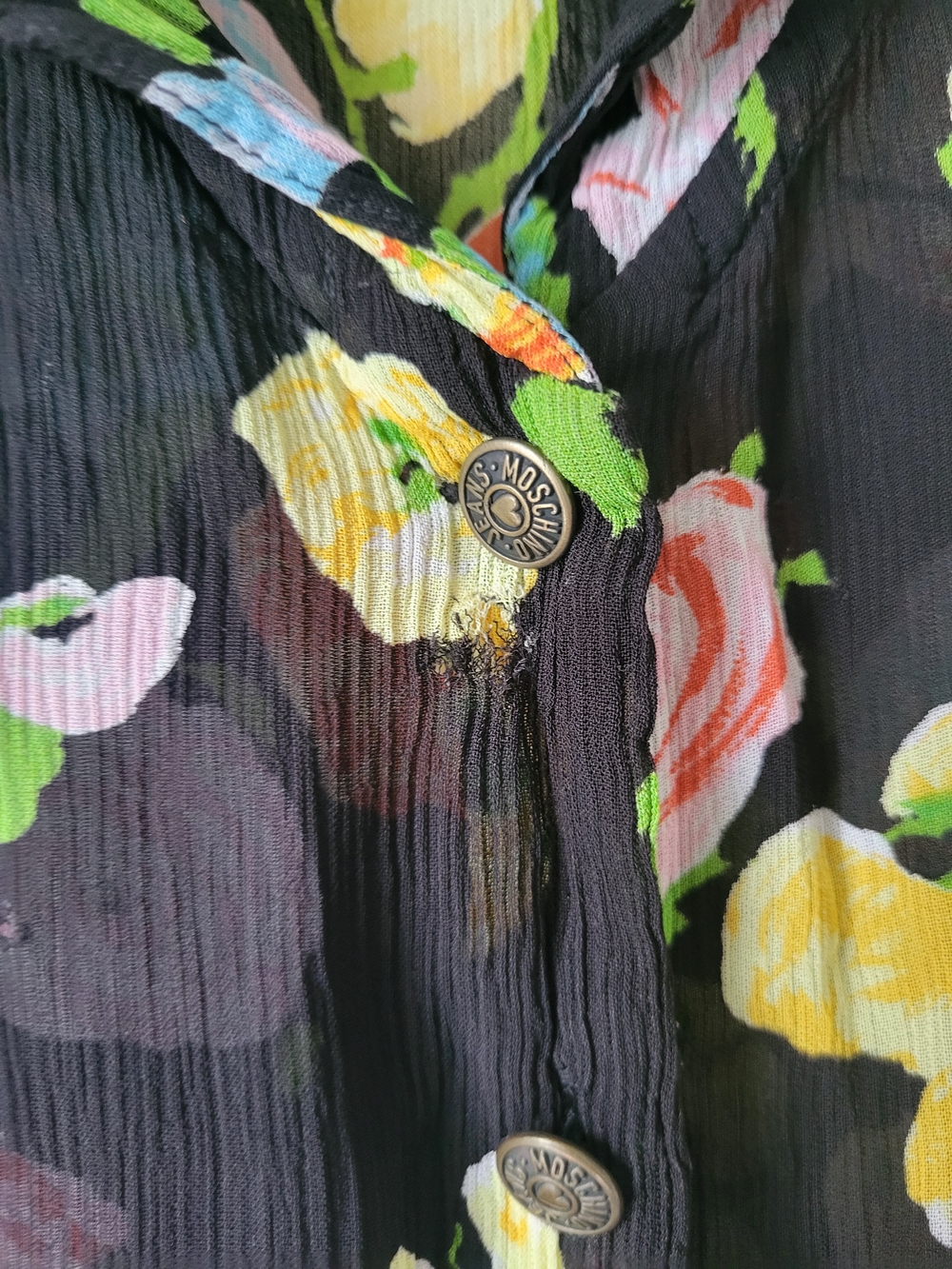 Moschino Black Floral Wilder Kind Short-Sleeve Sheer Airy Blouse - Picture 4 of 16